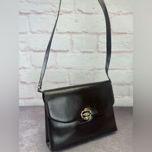 Gucci Vintage Patent Brown Leather Shoulder Bag